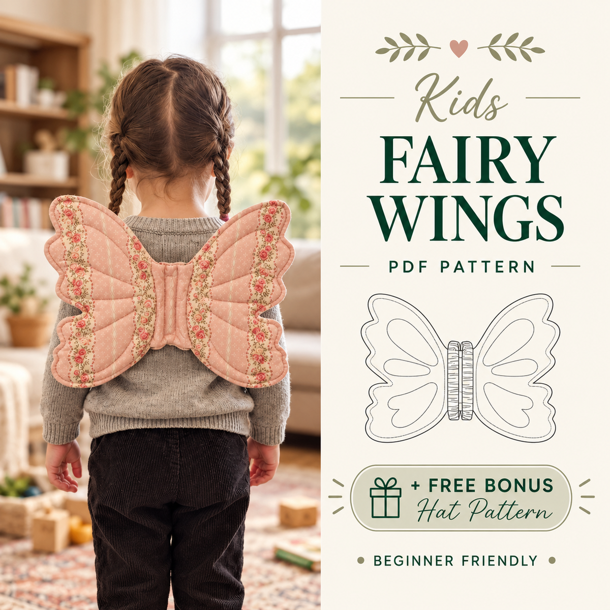 Fairy Wings Sewing Pattern for Kids, Easy DIY Costume