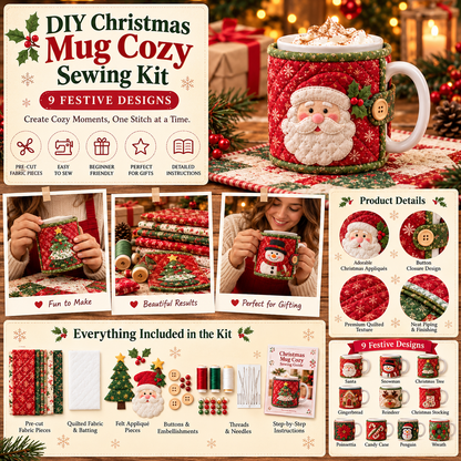 DIY Christmas Mug Cozy Sewing Kit ✨ 9 Festive Designs for Mugs
