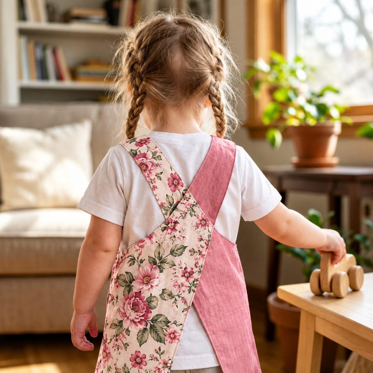 Cross Back Apron Sewing Pattern, Reversible Kids PDF Pattern, Sizes 1-10Y
