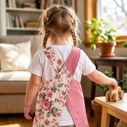 Cross Back Apron Sewing Pattern, Reversible Kids PDF Pattern, Sizes 1-10Y