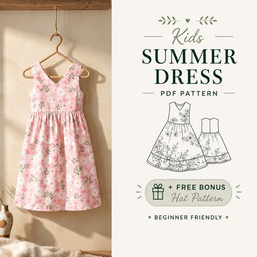 Summer Dress Sewing Pattern PDF, Sizes 2Y-16Y