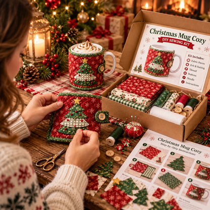 DIY Christmas Mug Cozy Sewing Kit ✨ 9 Festive Designs for Mugs