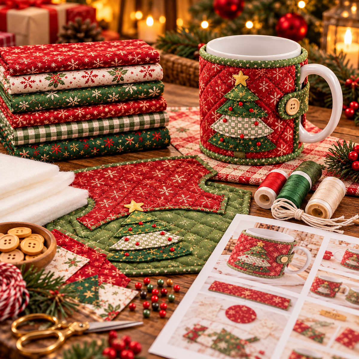 DIY Christmas Mug Cozy Sewing Kit ✨ 9 Festive Designs for Mugs
