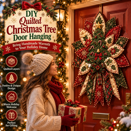 🎉 Holiday Celebration 100% OFF 🎄 – Festive Quilted Christmas Door Hanging DIY Sewing Kit