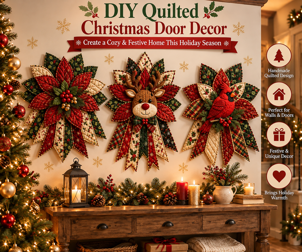🎉 Holiday Celebration 100% OFF 🎄 – Festive Quilted Christmas Door Hanging DIY Sewing Kit