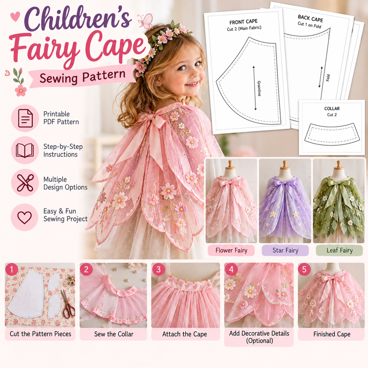 Children's Fairy Cape Sewing Pattern