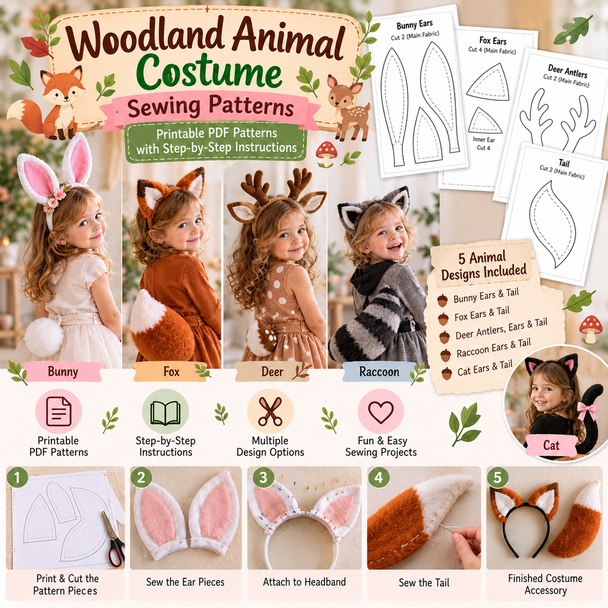 Woodland Animal Costume Sewing Patterns